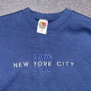 Vintage 90s Blue New York City NYC Crewneck Sweatshirt Medium